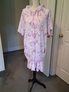 Dkny Lavender Tie-Dye Midi Hoodie Dress
